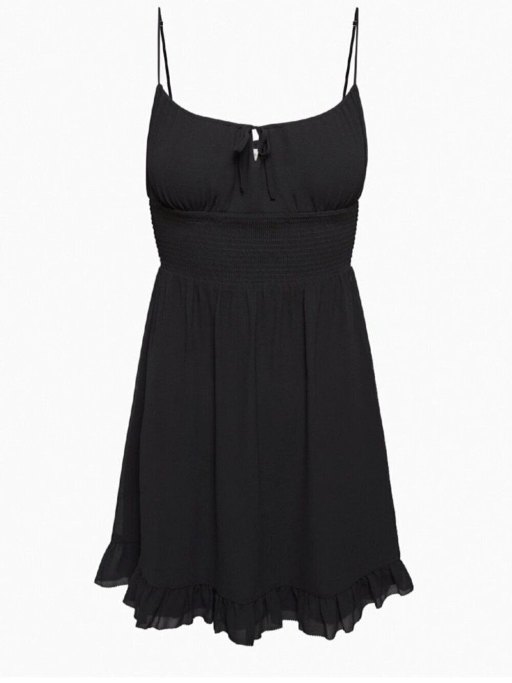Aritzia Wilfred Genoa Smocked Floral Mini Dress Chiffon Black XS